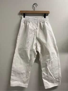 White Elastic Waist Wide-Leg Pants Karate